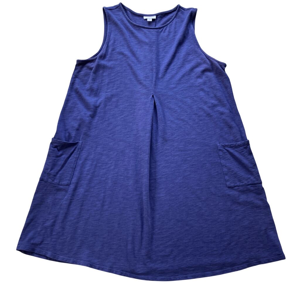 J. Jill A-Line Pocket Tank Dress Size L Cornflower Blue Casual Stretch Beach